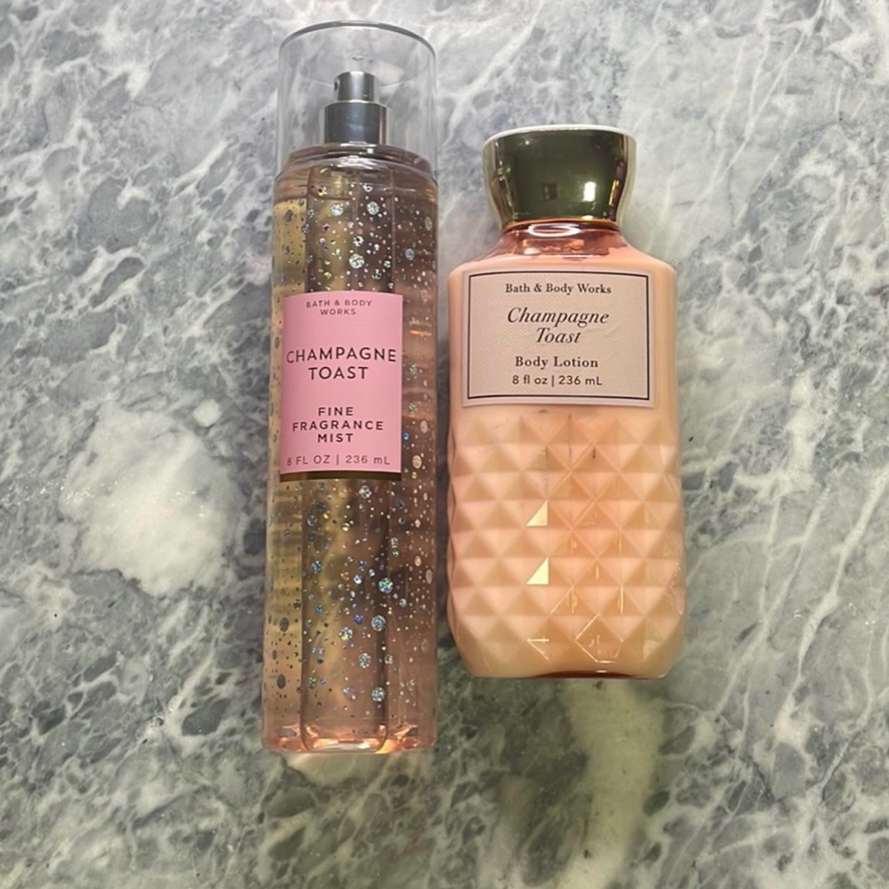 Bath and Body Works Champagne Toast Spray Mist Fragrance Lotion Moisturizer Set